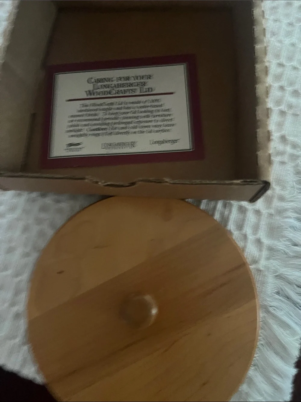 Longaberger J W mini bankers waste lid